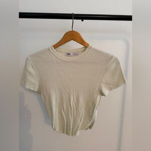 Zara Ribbed Short Sleeve Crop Top